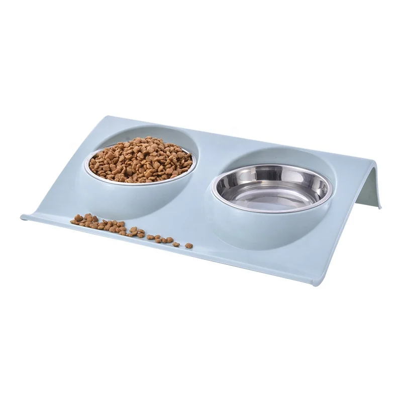 

Manufacturer Wholesale Stainless Steel Pet Bowl with Stand Double Pet Cats Dogs Bowl, Pink,green,blue