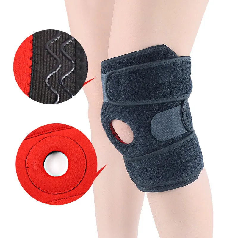 

Hinge neoprene knee support Knee Brace with Silicone Pad and Elastic Metal Side Bars for Running Weightlifting Power lifting, Black