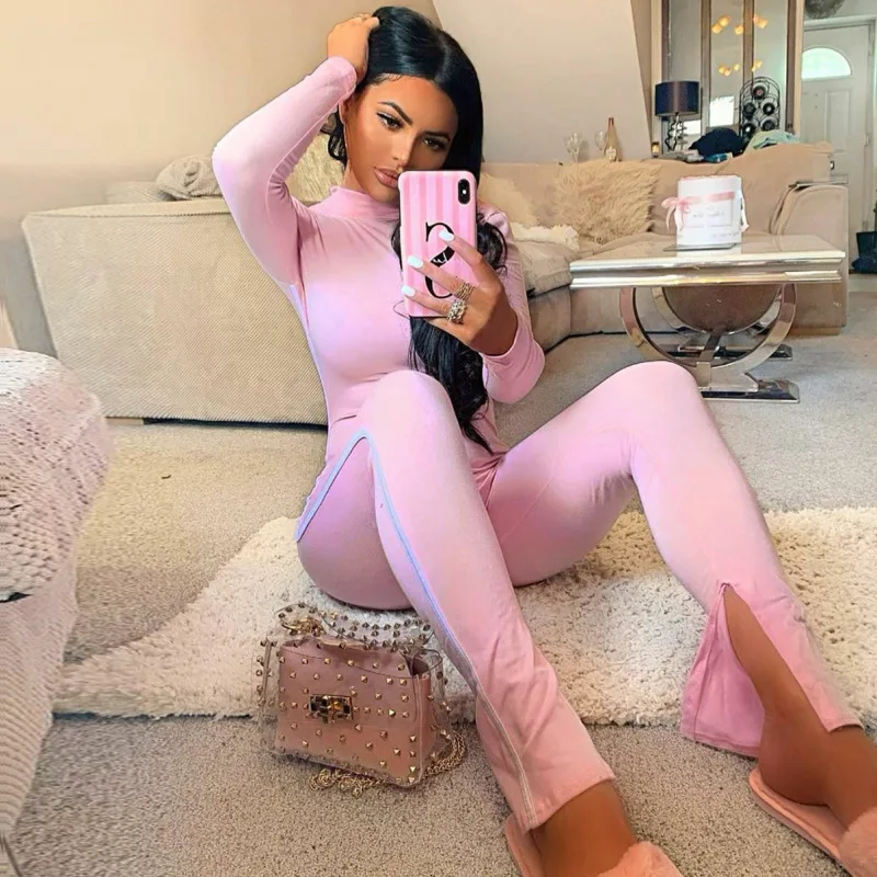 

womens spring sexy bodycon long sleeve lucky label jumpsuit winter one piece jumpsuits women 2020, Customized color