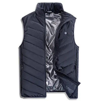 

Portable Usb Charged Men's Waterproof Sports Winter Jacket Solid Color Sleeveless Motorcycle Vest for Men