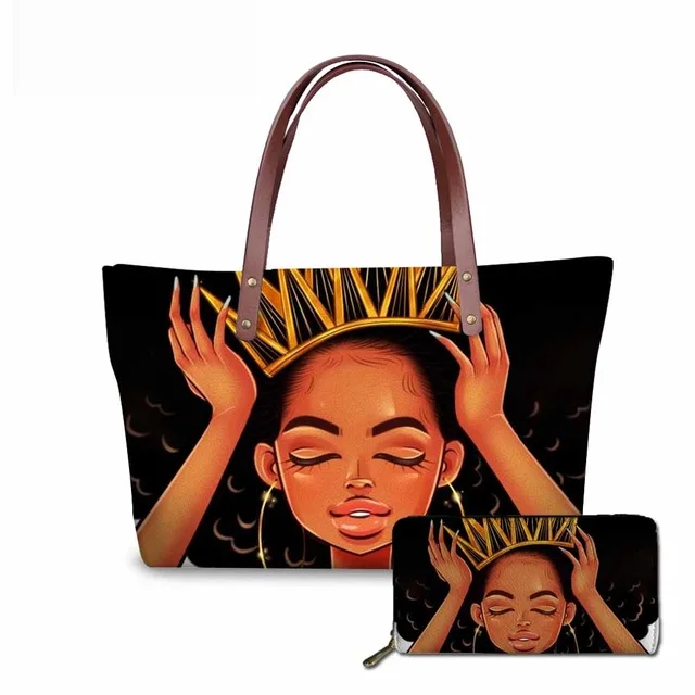 

Fashionable Art Black American African Girls Printed Bags Women Luxury Handbags Set Custom Ladies Purses And Handbags