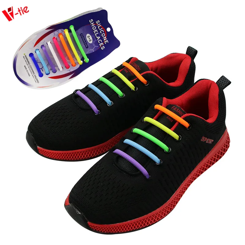 

New arrival silicone shoelace for oval laces with multicolor oval shoelace colorful for adults, 12 colors