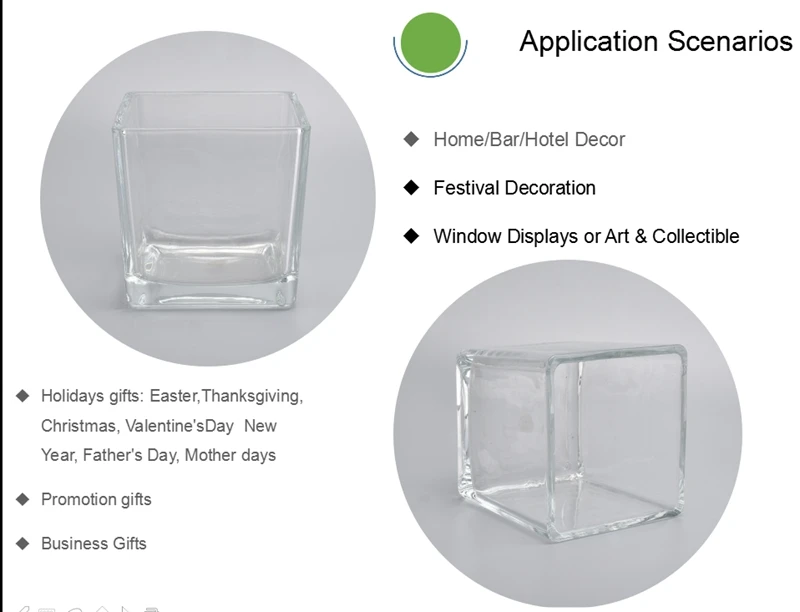 small square glass candle jar