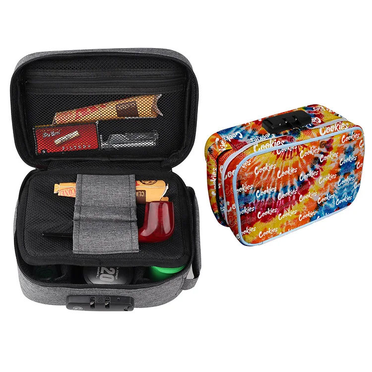 

Fashion Travel Accessories Product Double Layer Cookies Women Digital Stash Case Container Organizer Bag With Lock, Customized color