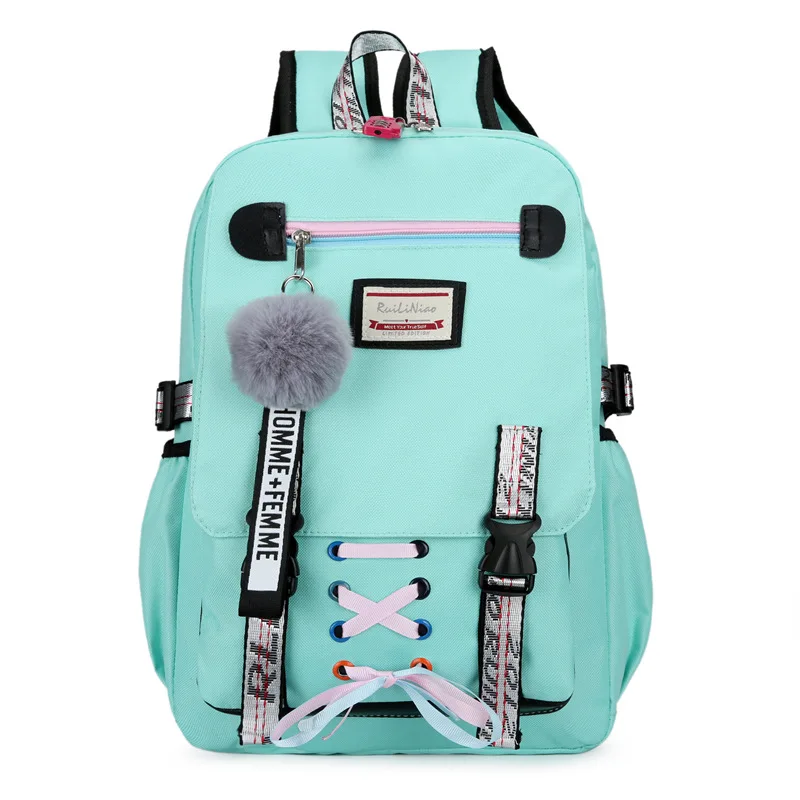 

Leisure Custom Logo Anti-theft Bagpack School Bag Kids Girl Students Backpack, Pink, light green, black, yellow,purple