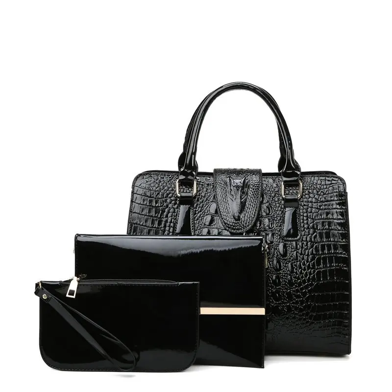 

2021Europe High Fashion Women Custom 3 Pieces Large Luxury Tote Bag Handbag Sets, 3colors / customisable