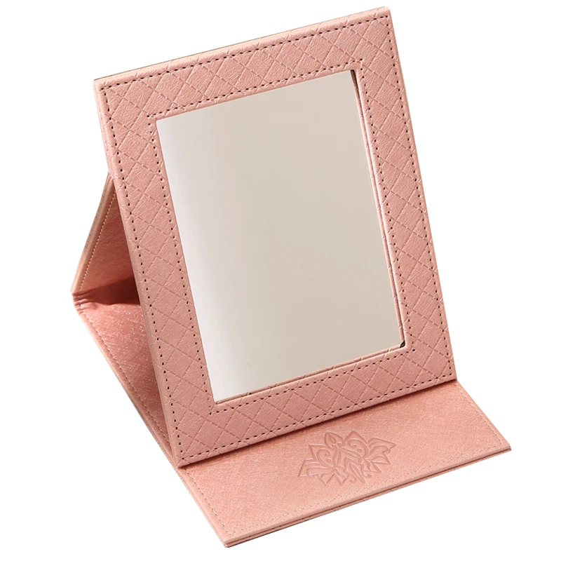 

hot sale table desktop stand up vanity custom portable small make up mirror, Pink