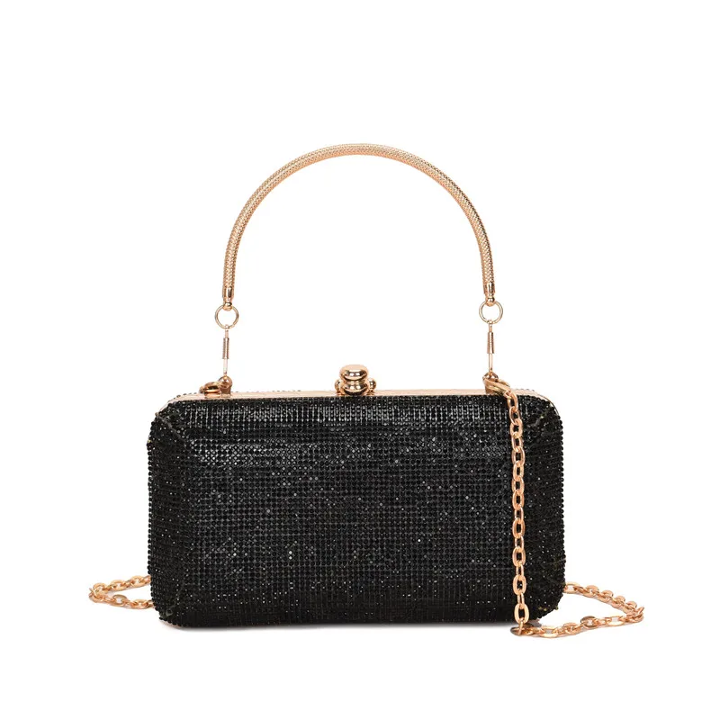 

Luxurious Women Wedding Shiny Clutch Handbag Elegant Black Crystal Evening Bag, White,yellow,gold,black,light blue,pink