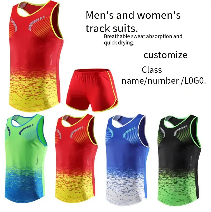 

Best Sale Tracksuit Men's Training Suit Sprint Set Women's Marathon Vest Team Shorts Long-Distance Running Uniforms