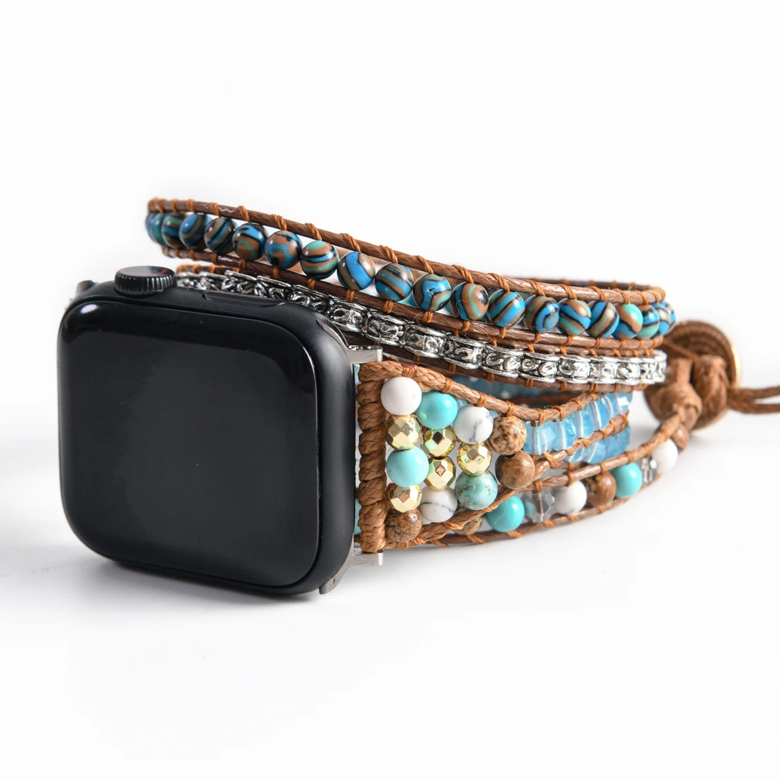 

Natural Imperial Jasper Stone Watch Band For iWatch 7 Smartwatch Beaded Band For Apple Watch Strap