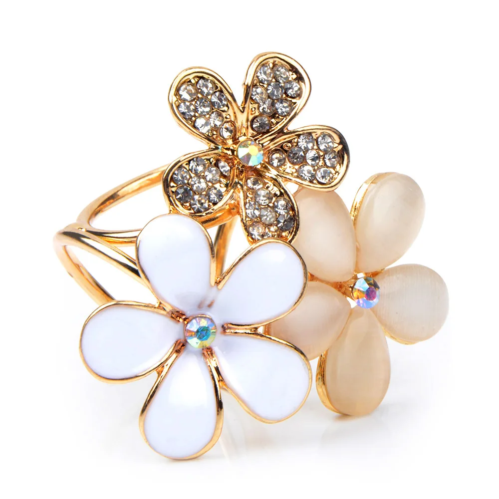 

Feminine Flower Accessories Antique Shawl Three Ring Silk Scarf Clasp Brooch For Girlfriend's Gift, As picture