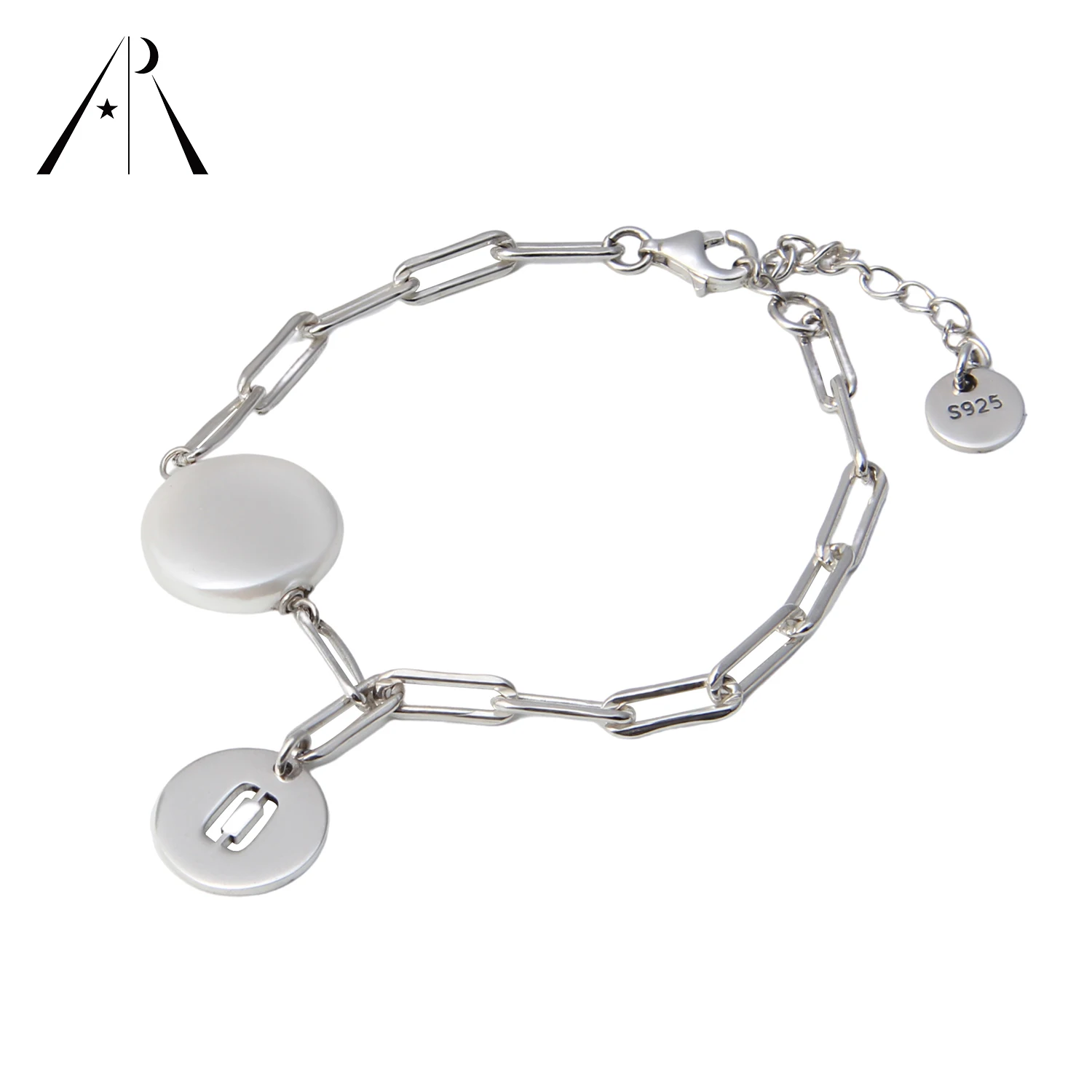 

Hot Selling Jewelry 925 Sterling Silver Charm Round Pendant Bracelet