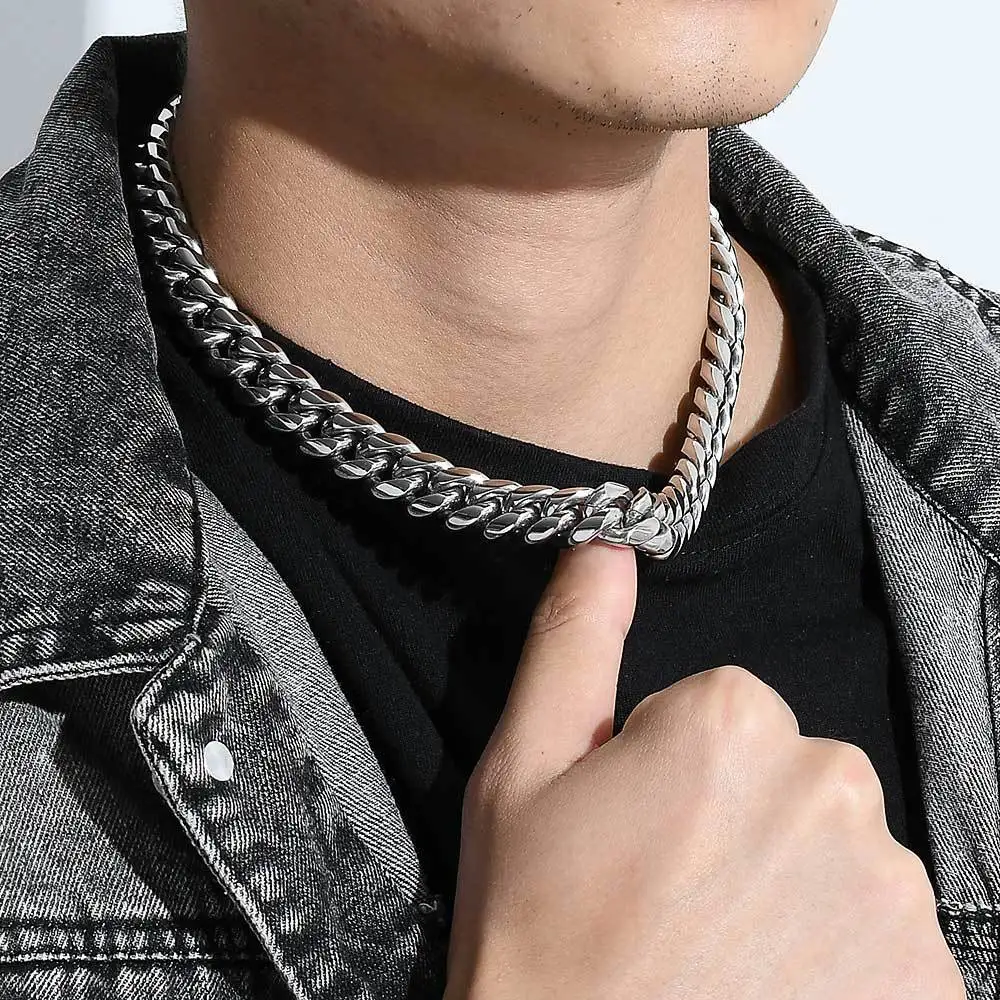 

14K 18K Gold Plated Stainless Steel Miami Cuban Link Chain Necklace For Men Women Fashion Jewelry
