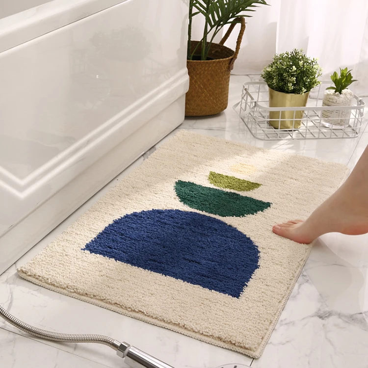 

Home Decor Rectangle Embroidered Bath Rug Soft and Cozy Bathroom Rugs Non Slip Super Absorbent Water Chenille Bath Mat, Natural