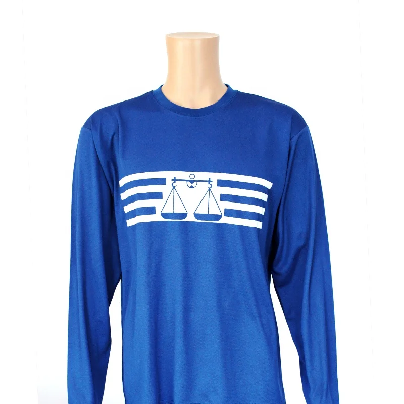 

100% polyester dry fit long sleeve t shirt printing logo, Blue