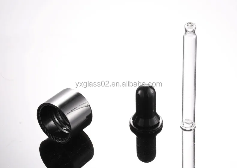 30ml amber/green/blue sliping shoulder glass dropper bottles with black cap details