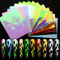 

1 PC 8.3*6 cm Foil Wrap Paper French Japan Holographic Aurora Fire Flame Nail Sticker For Nail Art