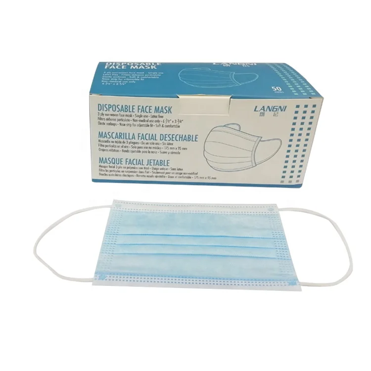 

Face Masker 3 Ply Blue Disposable Dust Face Masks Earloop Design facemask mask with print low price, Blue + whilte