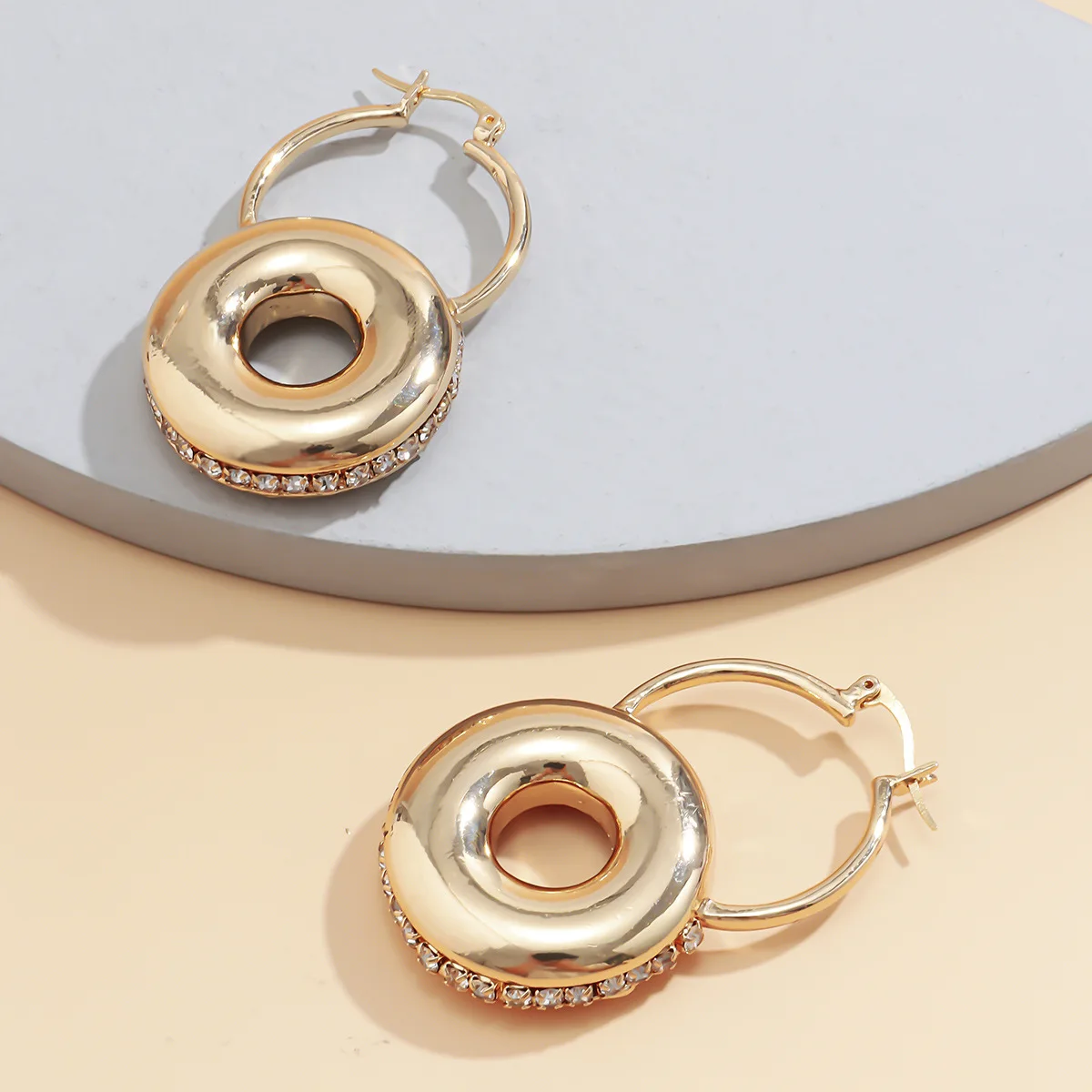 

Idun Jewelry Gold And Silver Diamond Round Circle Drop Earrings Rhinestone Circle Hoop Earrings For Girls, Picture shows/custom color