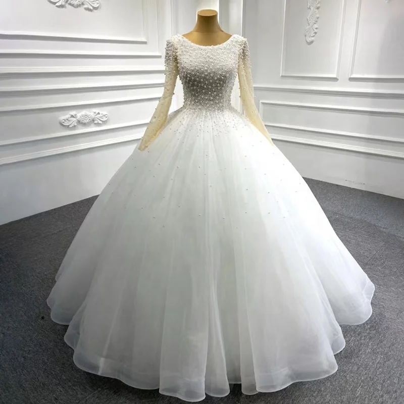 

Jancember RSM67205 Elegant The Cheapest Long Sleeve Ball Gown Wedding Bridal Dress, Ivory
