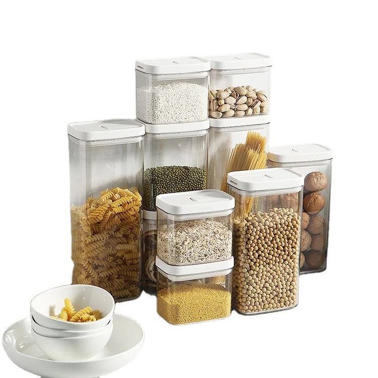 

Kitchen pantry organizers BPA Free plastic dry food container transparent food storage box with lid