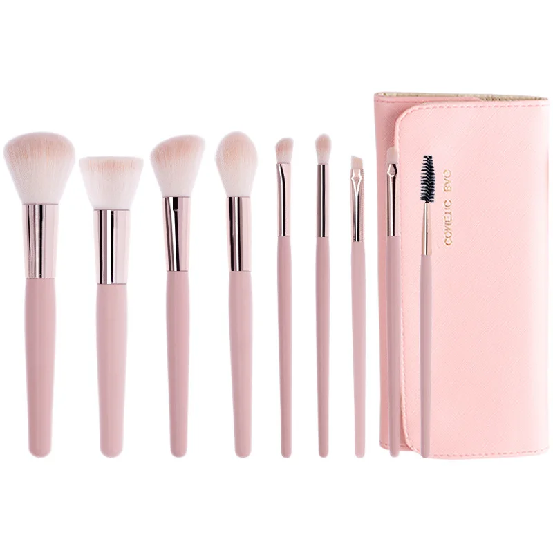

2021 New Product Cosmetic Tools Kit Makeup Powder Brush Set Private Label Long Handle 12pcs Synthetic Hair 3D Painted Wood 20cm
