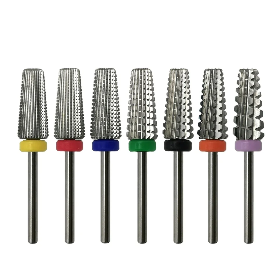 

HYTOOS Tapered Nail Drill Bits With Cut 5 in 1 Carbide Nail Bit Milling Cutter for Manicure Nails Accessories Remove Gel Tool