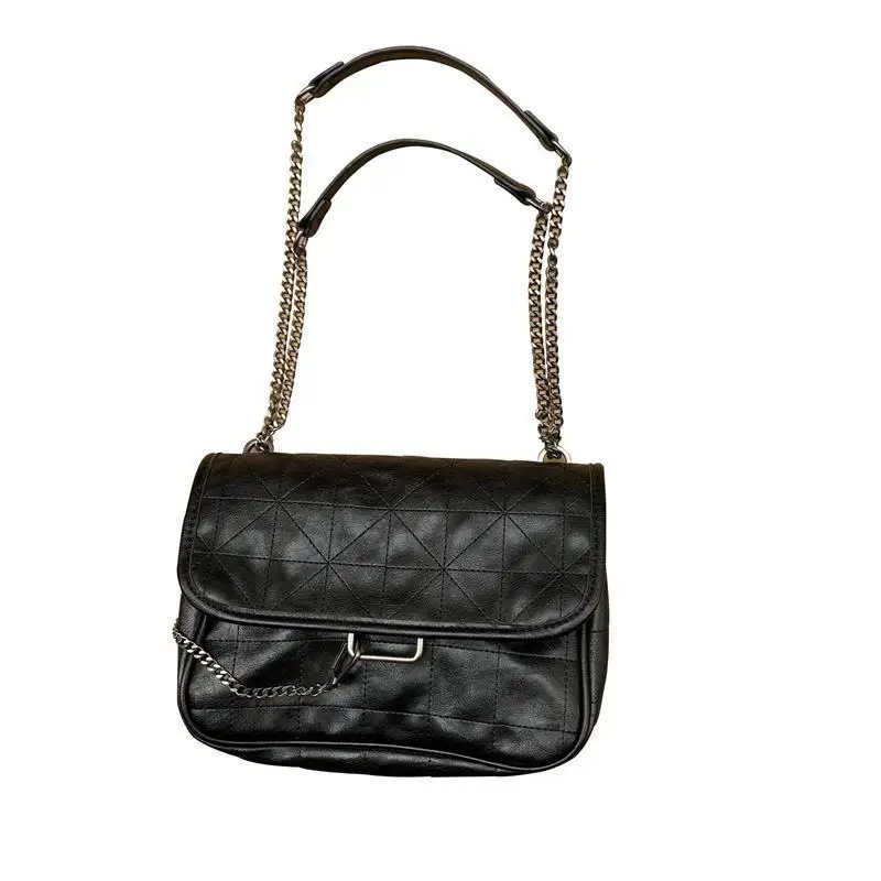 

Black retro Diamond lattice sling bags new style women bags