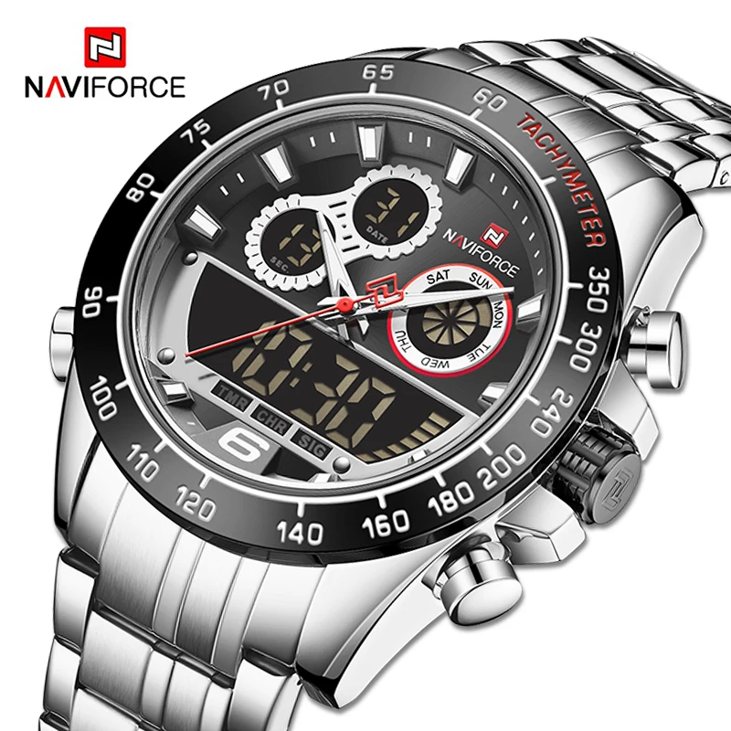 

NAVIFORCE Men Military Luxury Watch Quartz Sport Casual Full Steel Wrist watch Digital Analog Waterproof Clock Relogio Masculino