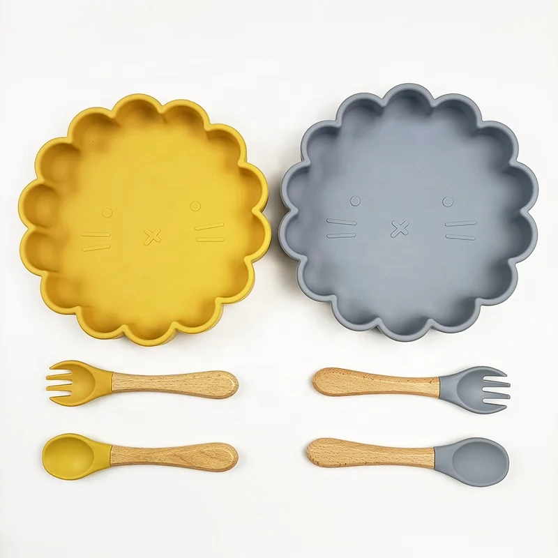 

Amazon Hot Sale Kid Non-slip Feeding Bowl Rubber Plates Round Small Silicone Baby Food Plate, More than 20 colors available