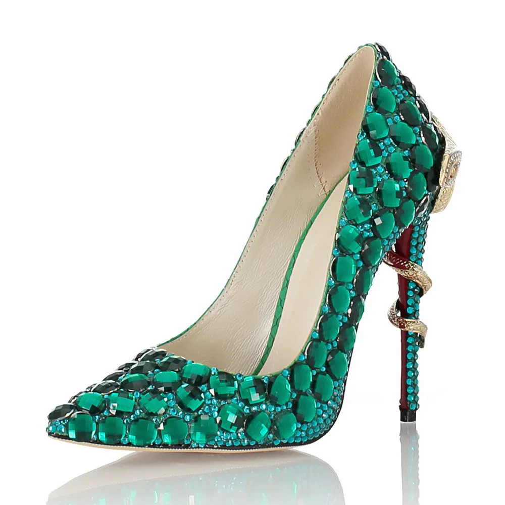 

Full rhinestone snake shaped stiletto heel sexy female high heels