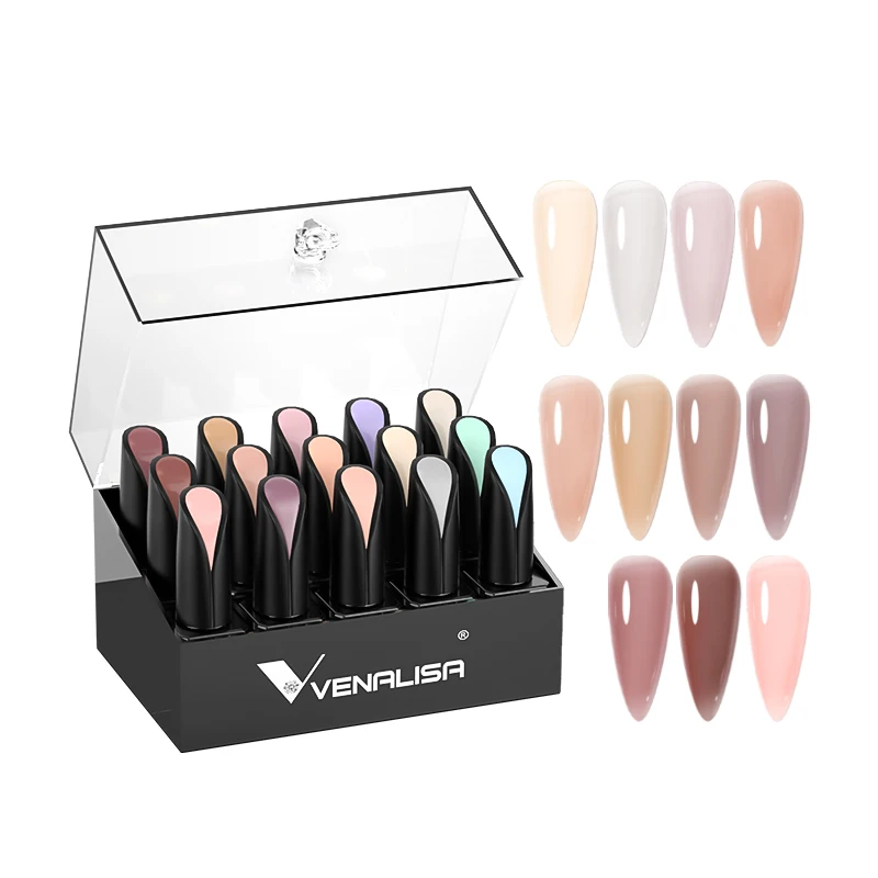 

VENALISA 15pcs French Nails Enamel Gel Polish Gift Kit Natural Nude Colors Nail Art Gel Polish Manicure Varnish Lacquer Set