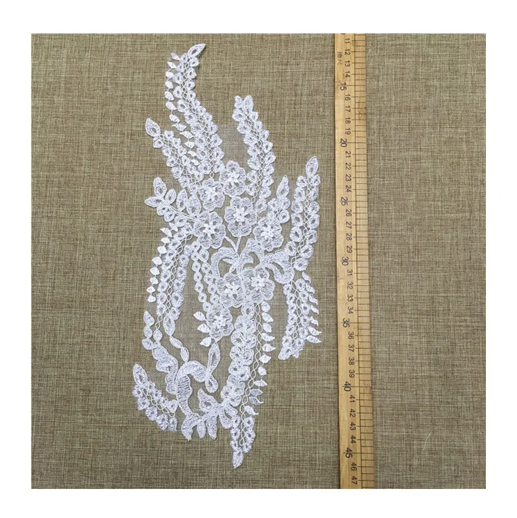 

ZHUOSI Wholesale Embroidery Flower Polyester White Lace Applique For Dress, As the pictures show