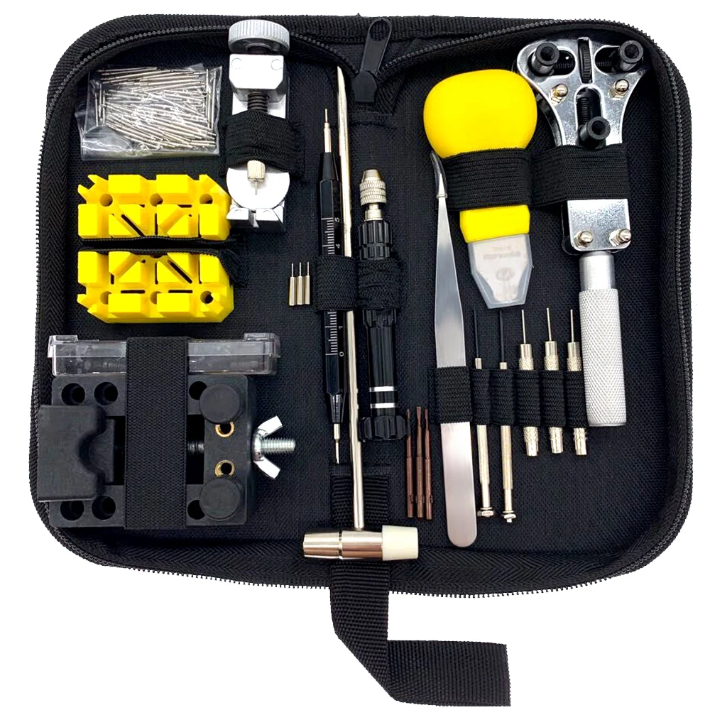 

Watch spare parts watch tool 148 pcs watch repair tool kit, Black/blue/golden