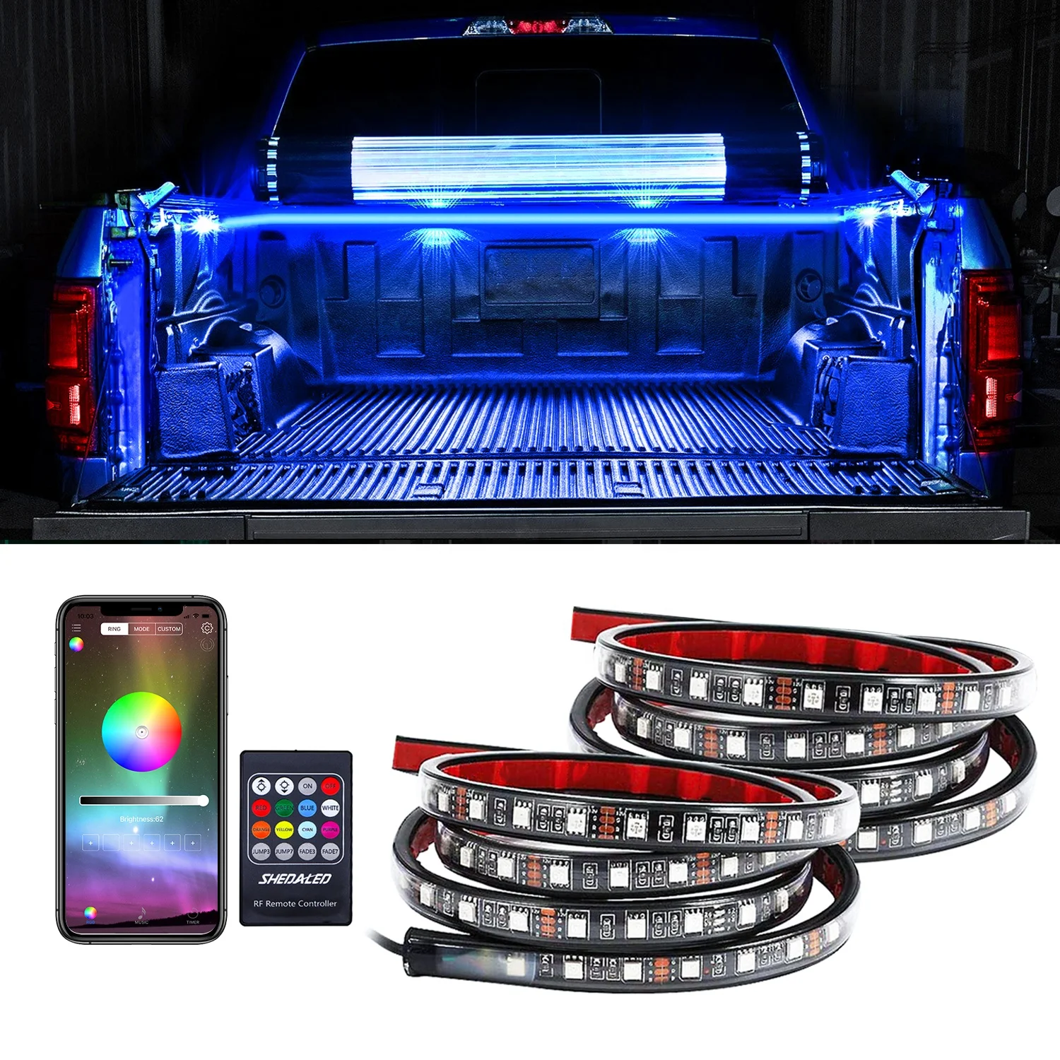 

2PCS 60 Inch LED Truck Bed Light Strip LED Lights for Truck Bed Pickup Multi Dream Color with App and Remote Control