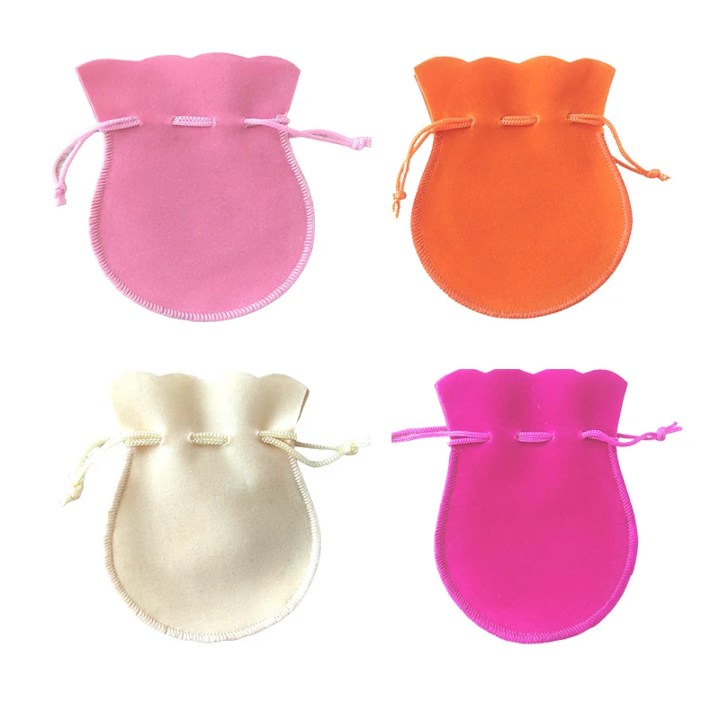

7*9 Cm Pink Velvet Fabric Jewelry Drawstring Packing Pouch for Storage Custom Logo Printed Jewelry Pouches, Accept customized color