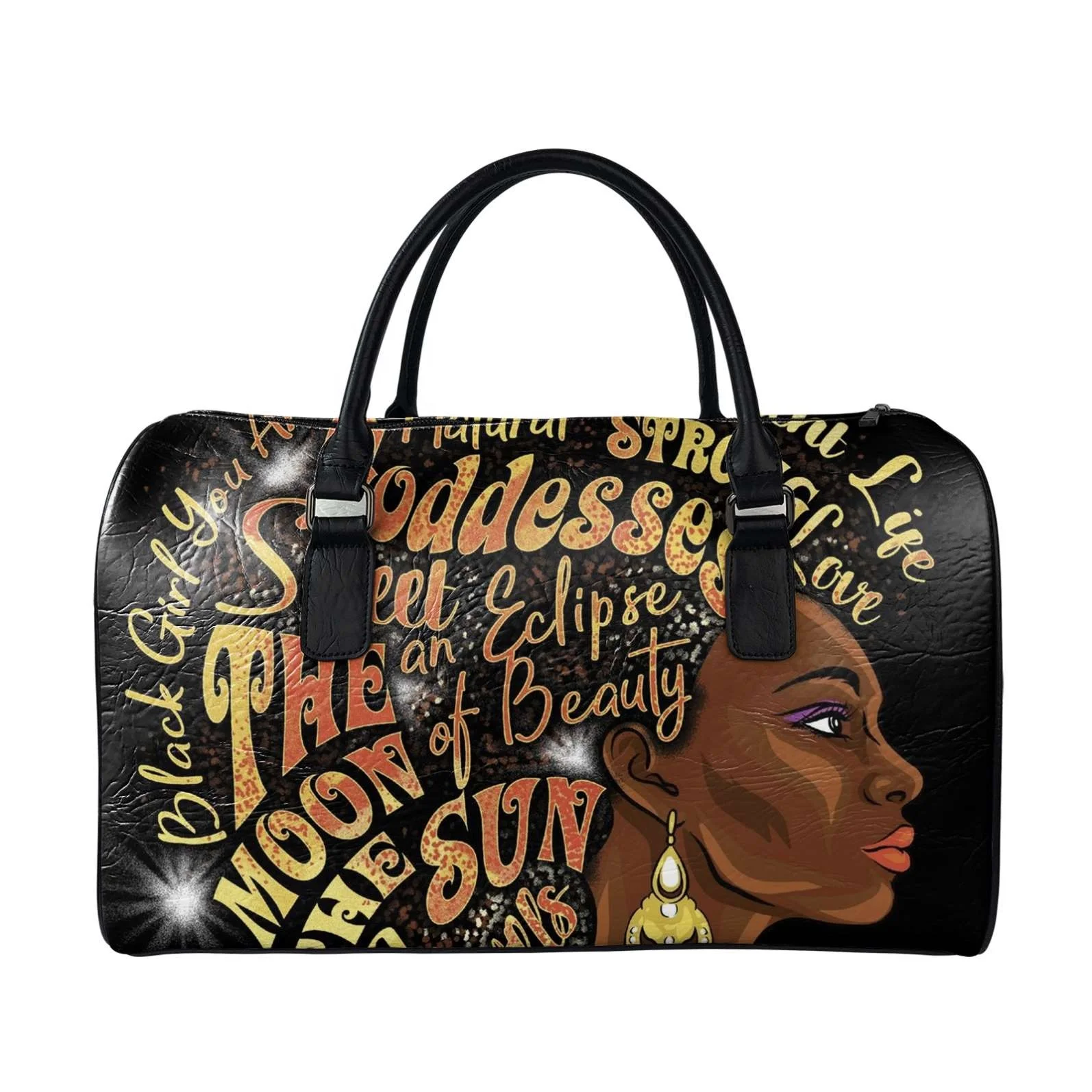 

Ethnic African American Women - Inspirational Positive Quotes Print Duffle Bag Travel Women Waterproof Overnight Luggage Bag, Customized color