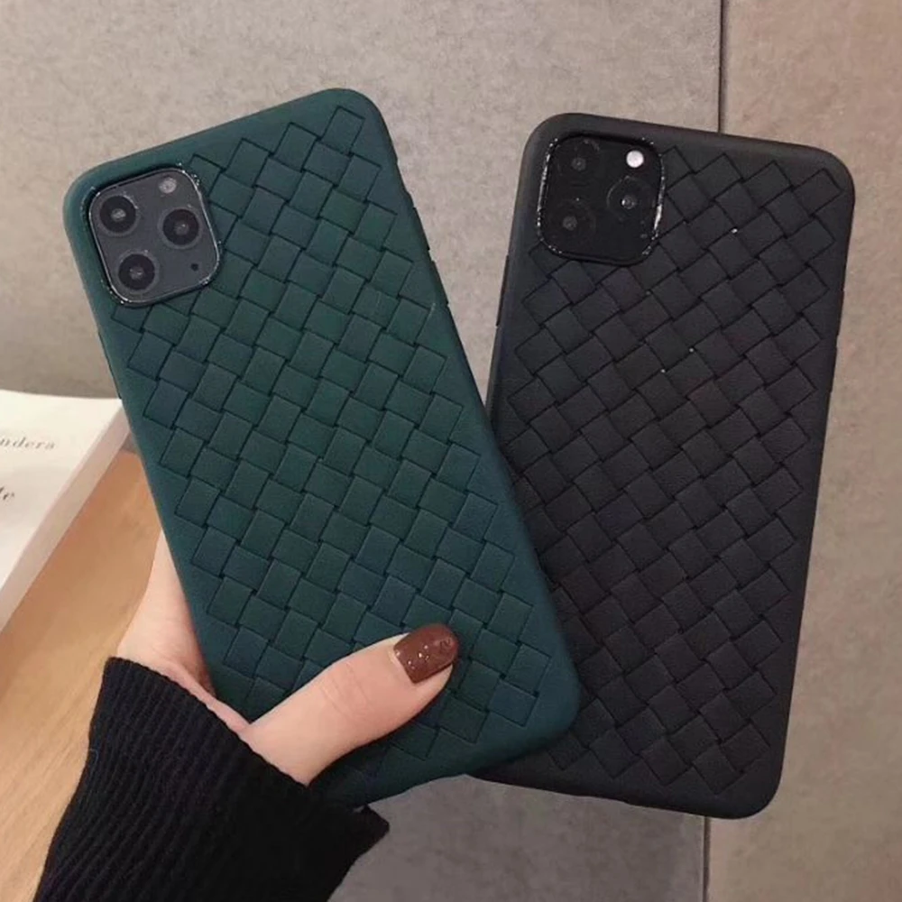 

Hot Selling for iPhone 11 Pro Phone Case Black Woven Design Soft Thin TPU Cover Xr X Xs Max for i Phone 7 8 Mobile Phone Shell