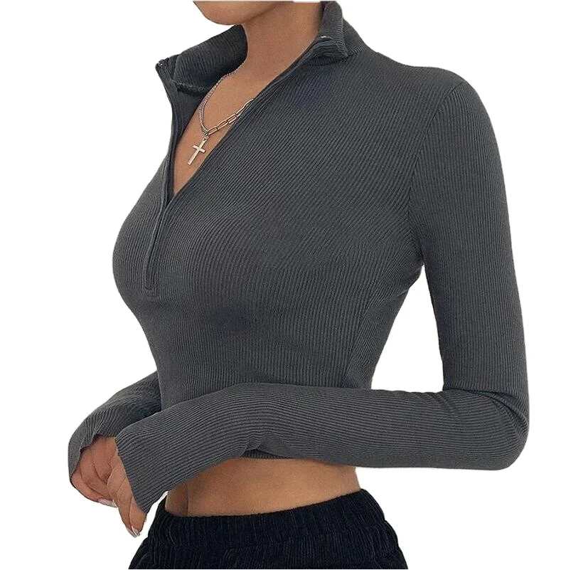 

women's Crop tops 2021 designs women spring long sleeve women clothing wholesale girl casual top blouses