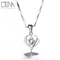 

DTINA 925 sterling silver simple heart-shaped love silver pendant woman birthday gift