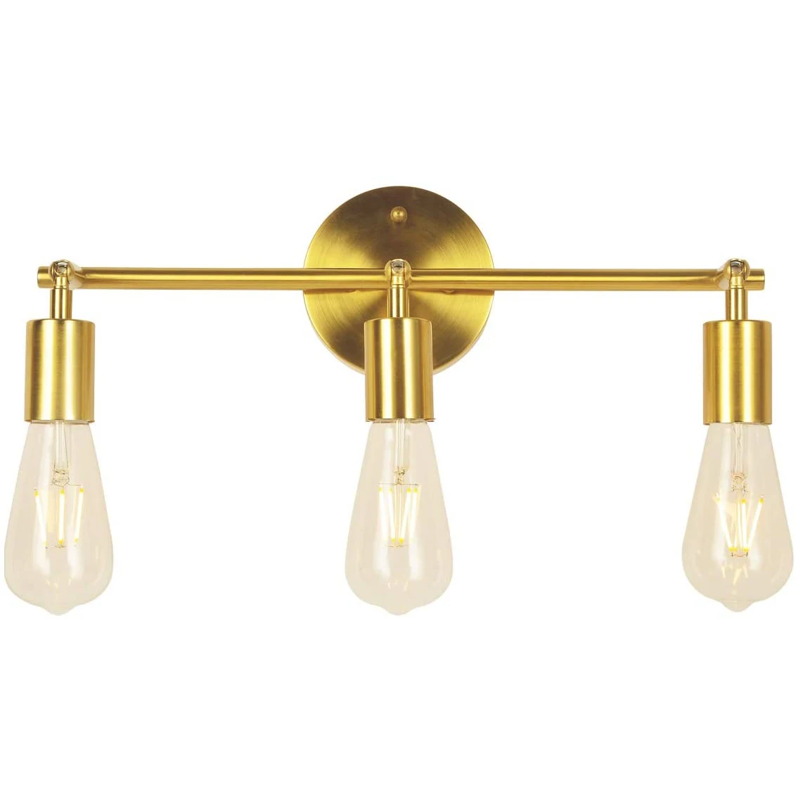 3 Lights Brass Wall Sconce Bathroom Vanity Modern Industrial Wall Lamp Pole Wall Mount Lighting Fixture Gold Color