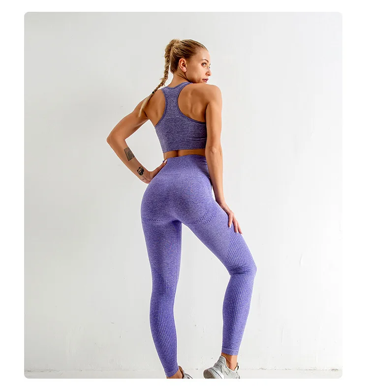 

New polka dot seamless knitted hip-lifting yoga clothes sports fitness vest suit women