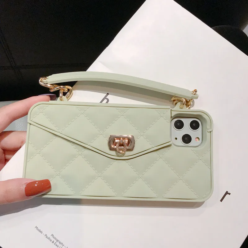 2021 Luxury Fashion Women Girls Crossbody Necklace Phone Case With Strap Wallet Cases Long Strap Chain For iPhone 12 manufacture