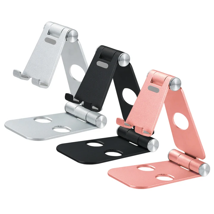 

2021 hot selling aluminum alloy mobile phone holder stand adjustable foldable tablet phone holder, Black pink white