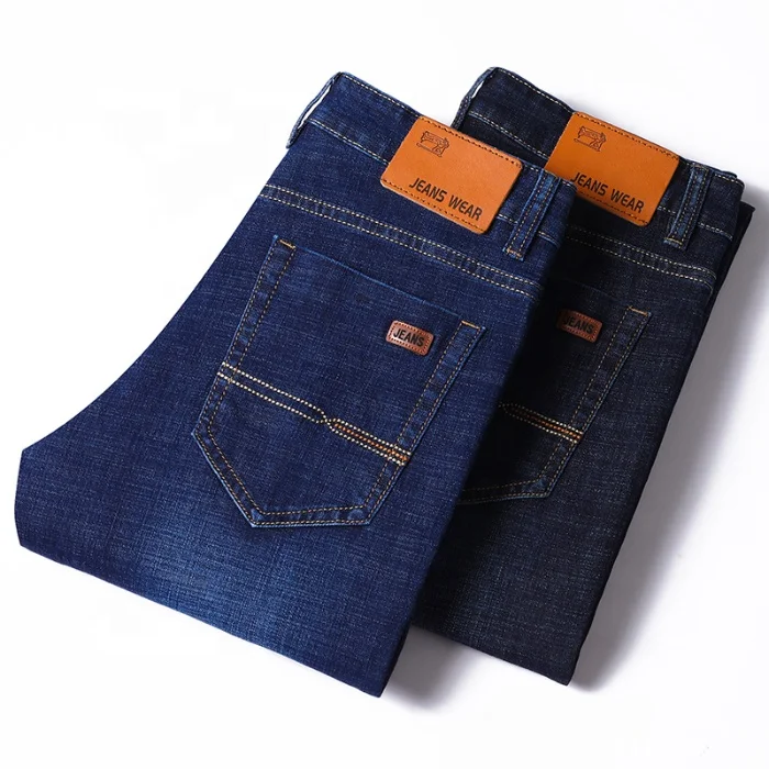 

Fashion Elastic Multi Size 74.7% Cotton Mens Business Casual Jean Blue Color Pants Straight Leg Denim Jeans Men