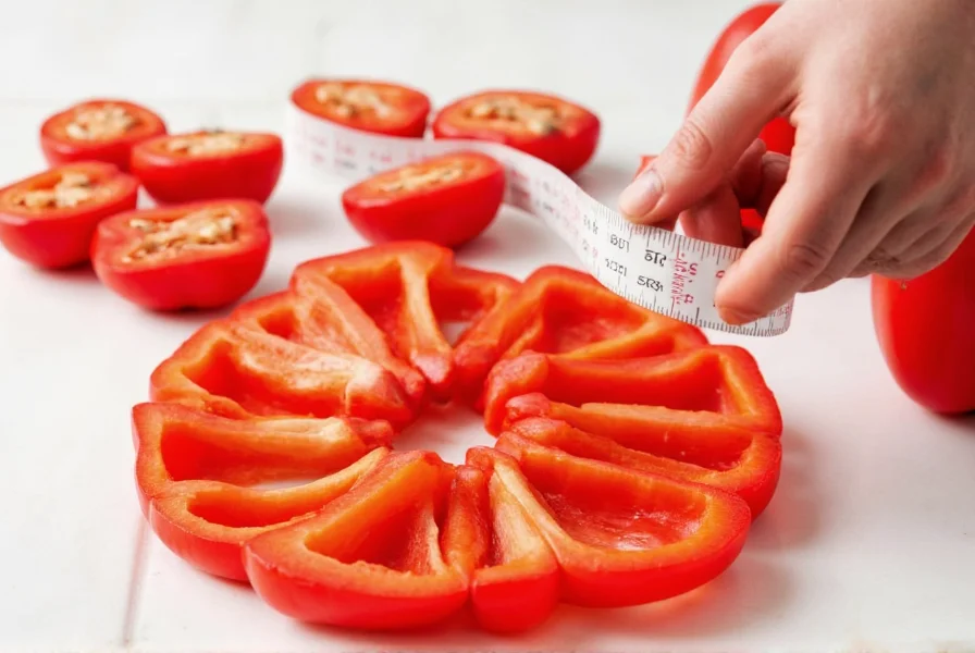 Nutritionist measuring red bell pepper portions for accurate red pepper calories tracking