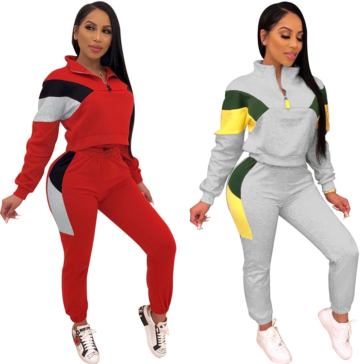 Cheap Autumn Winter Print Outfits Women's Fashion Jogging Sport Tracksuits Two Pieces Tops with Pants Sportswear