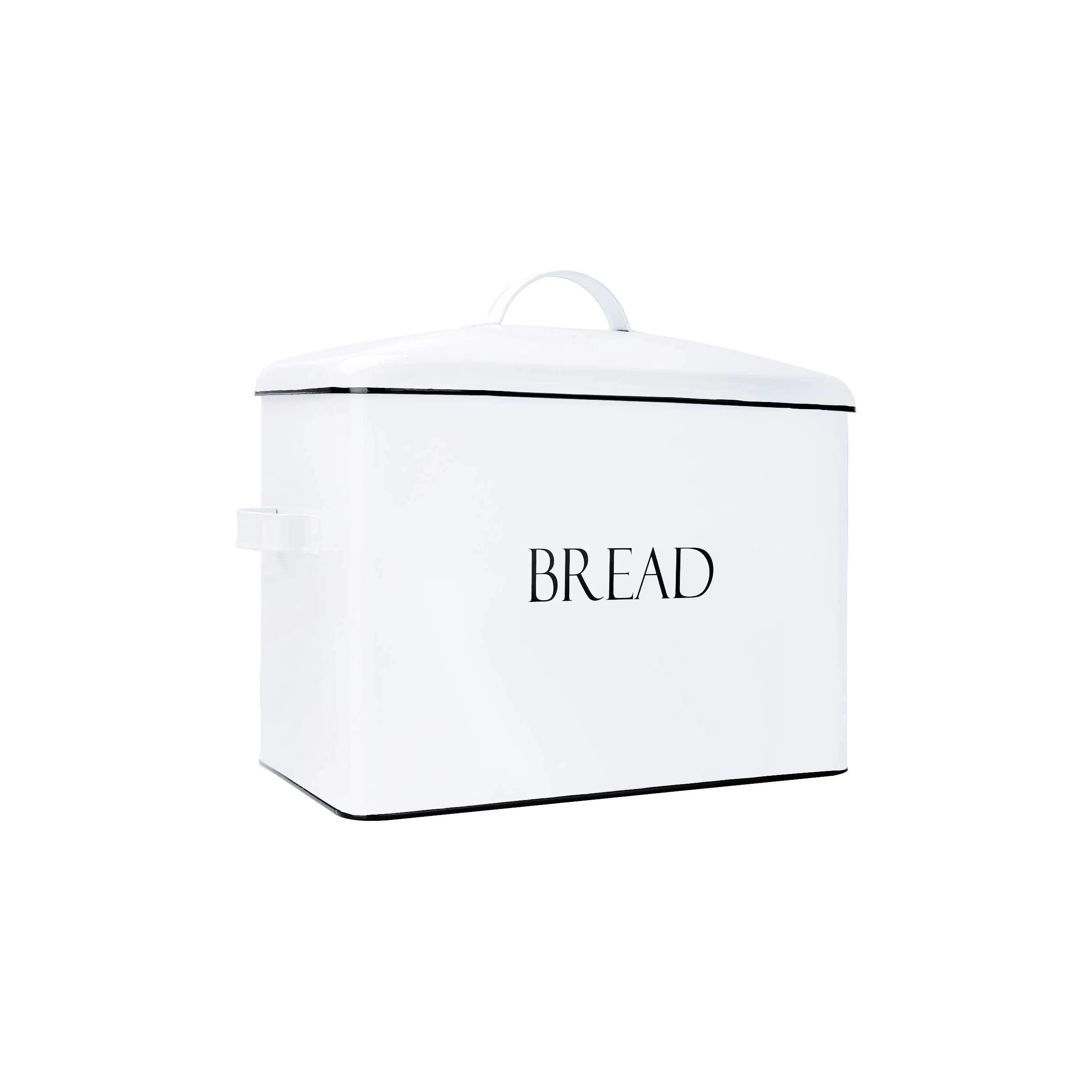 

High Capacity Bread Storage Box Metal Bread Bin Counter top Extra Large, Cream