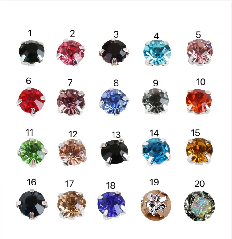 SINRONG Colored Glass Rhinestone Sewing Wedding Accessories 4 Claw Flatback Style Shoes Bags Garments