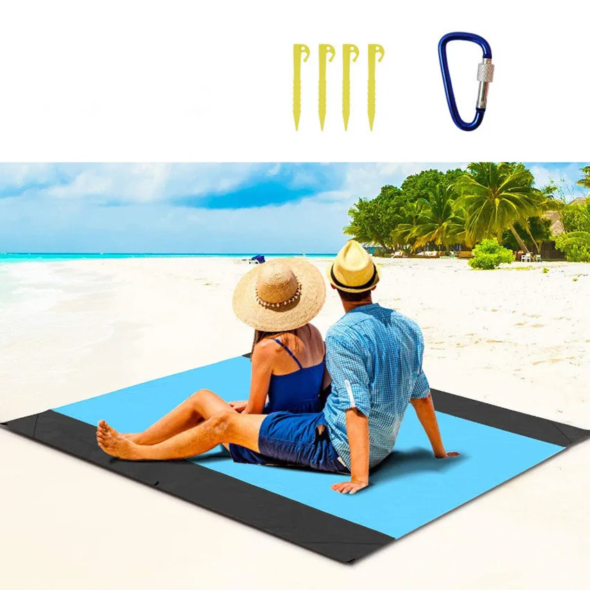

79"*83" waterproof sandproof beach blanket for 4-7 adults oversized lightweight beach mat